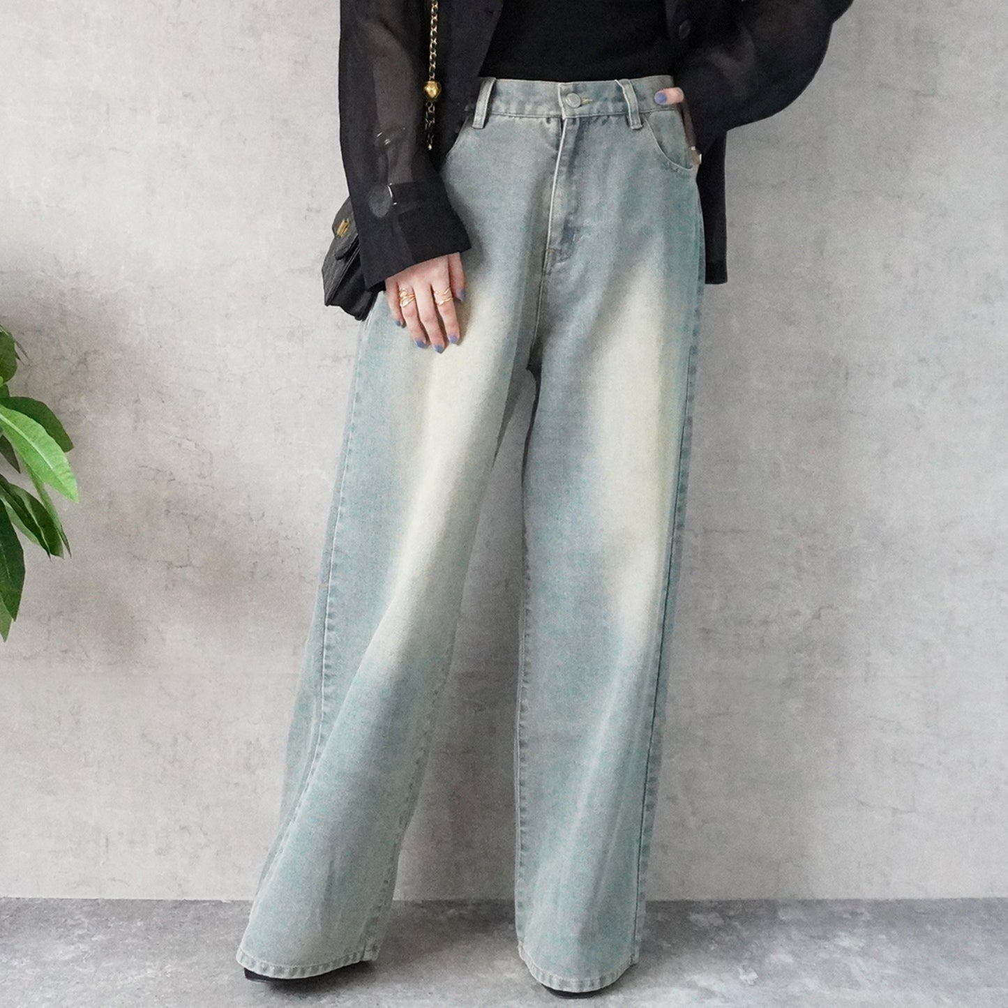 美脚スーパーワイドデニムパンツ