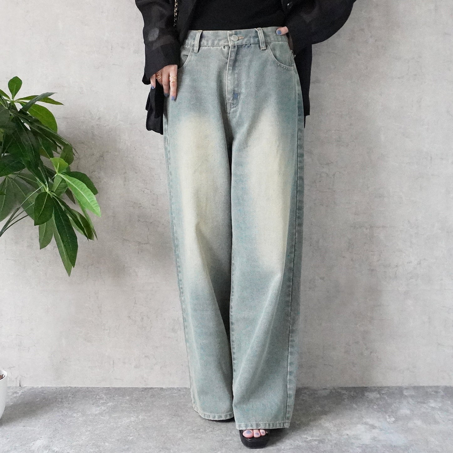 美脚スーパーワイドデニムパンツ