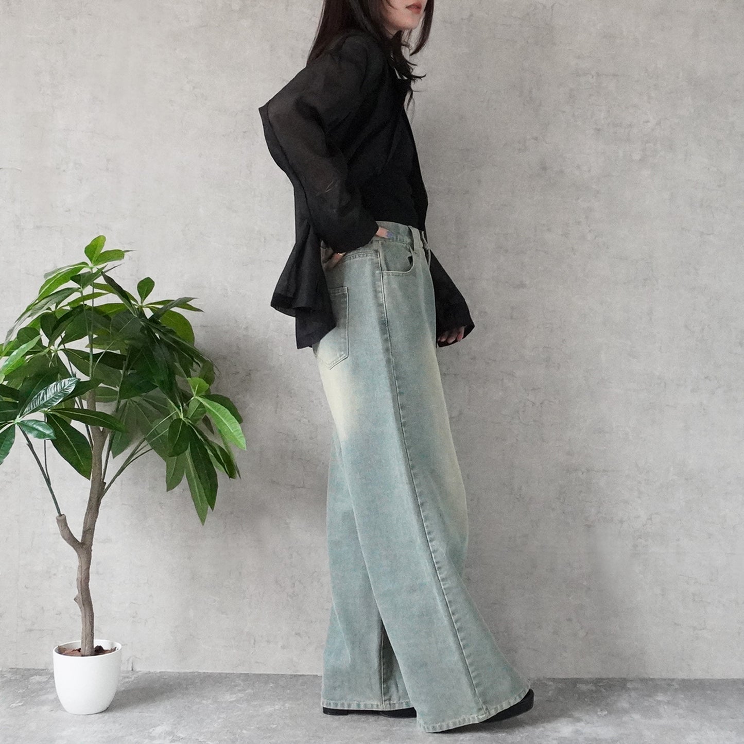 美脚スーパーワイドデニムパンツ