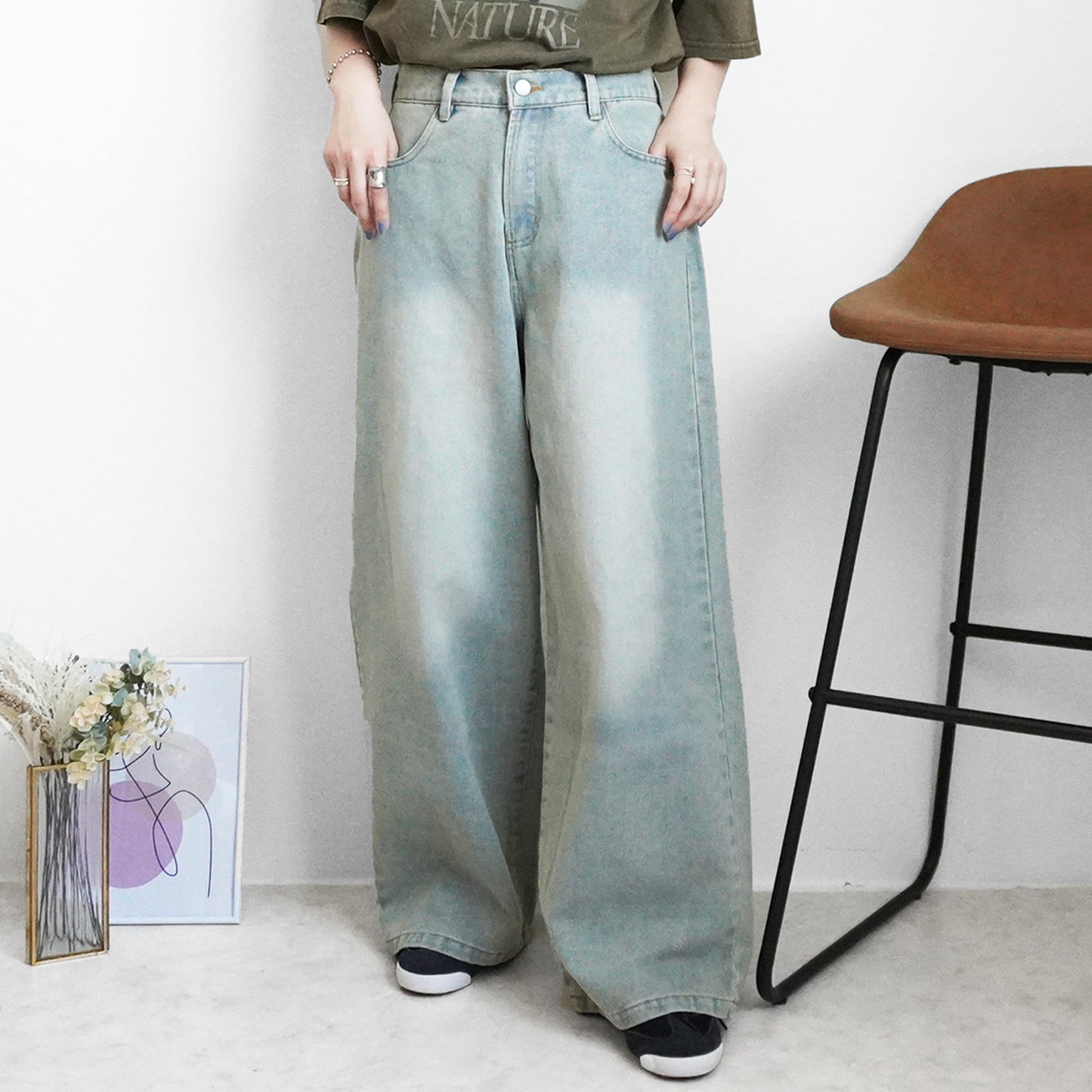 美脚スーパーワイドデニムパンツ