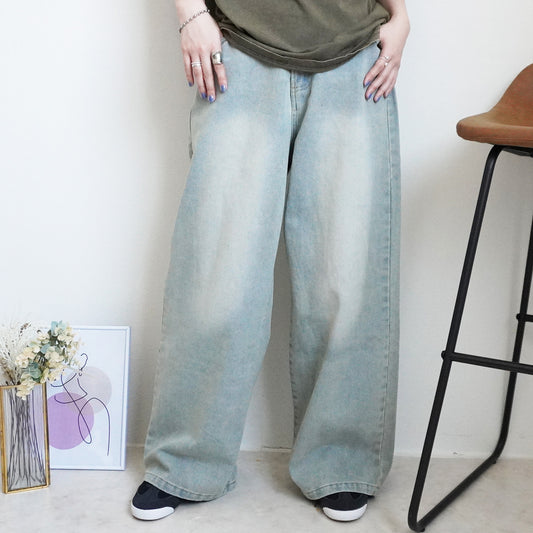 美脚スーパーワイドデニムパンツ