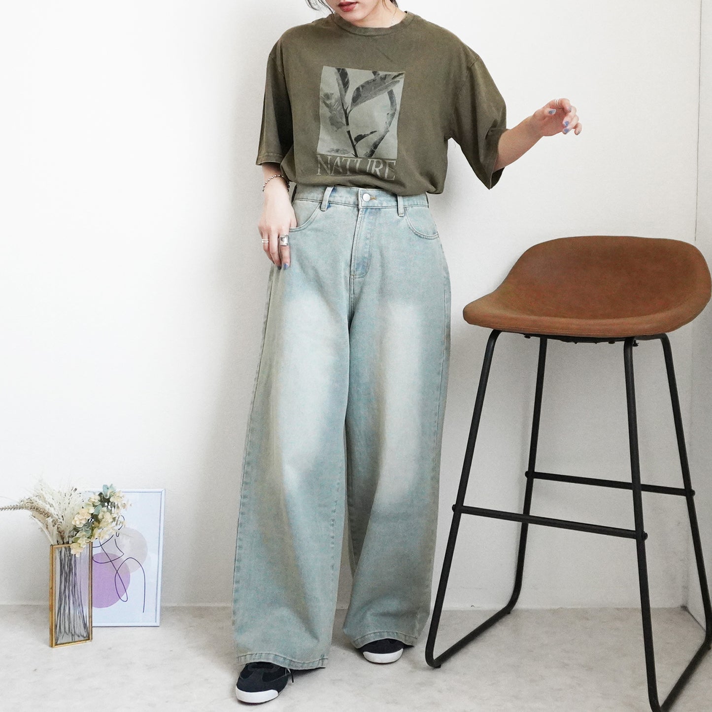 美脚スーパーワイドデニムパンツ