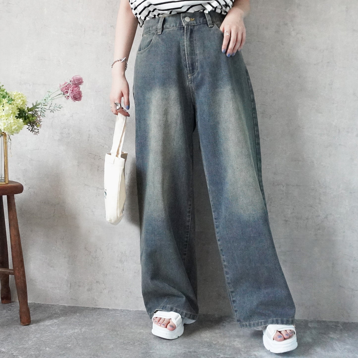 美脚スーパーワイドデニムパンツ