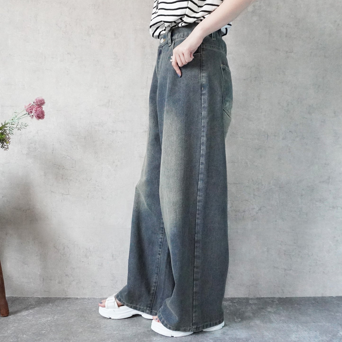 美脚スーパーワイドデニムパンツ