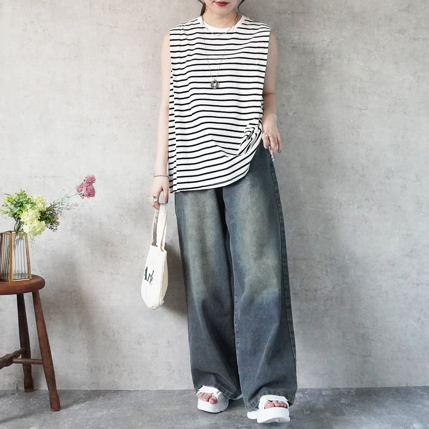 美脚スーパーワイドデニムパンツ