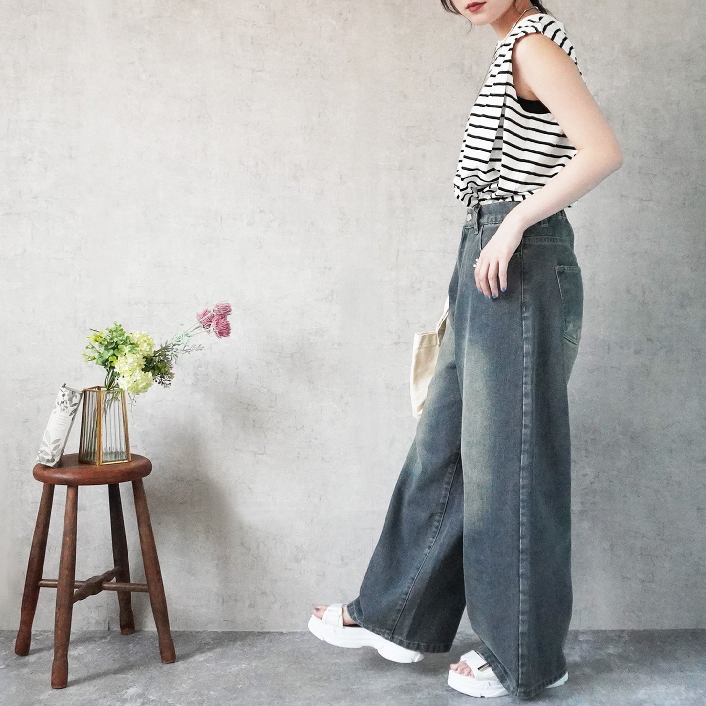 美脚スーパーワイドデニムパンツ