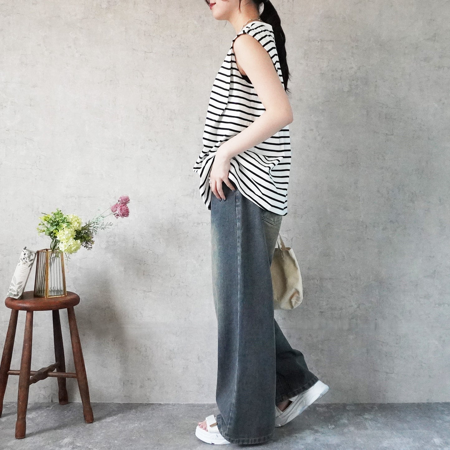 美脚スーパーワイドデニムパンツ