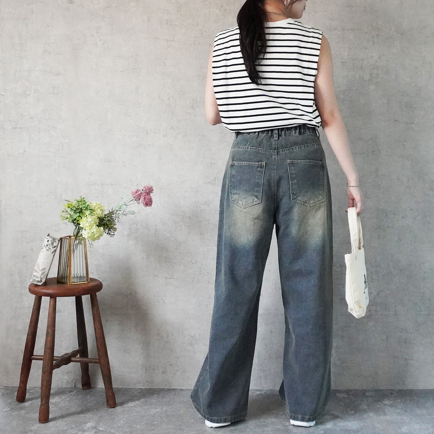 美脚スーパーワイドデニムパンツ