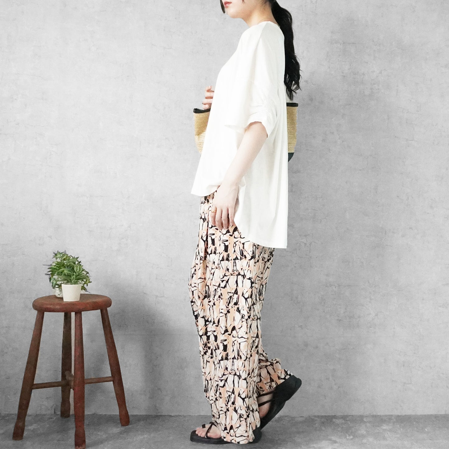 ペイント柄イージーパンツ