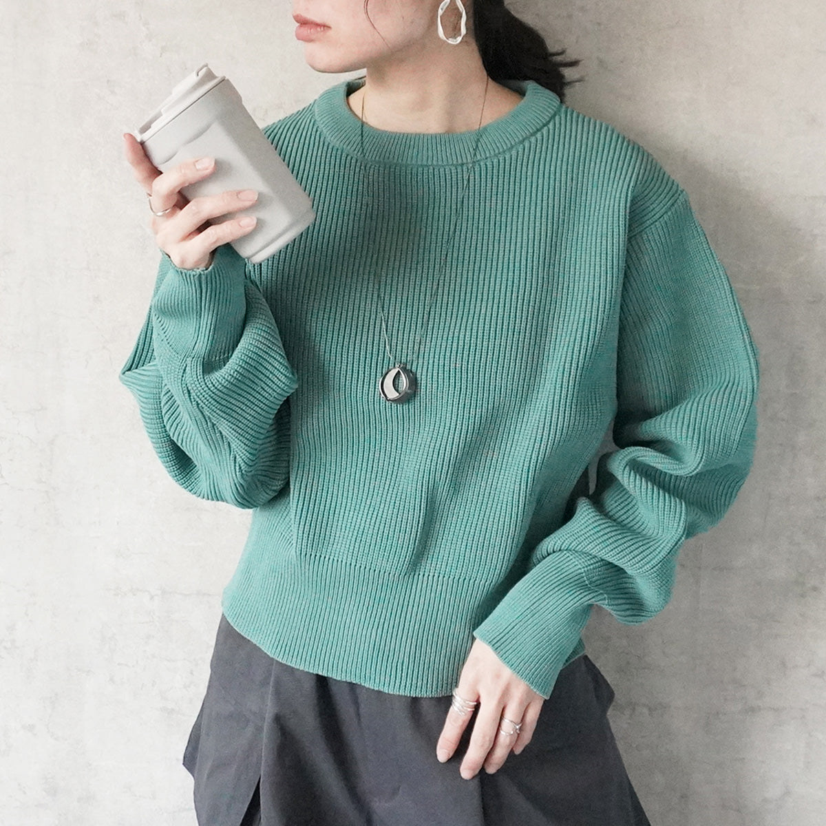 5G片畦ダンボールニットクロップド丈プルオーバー/ セレクト