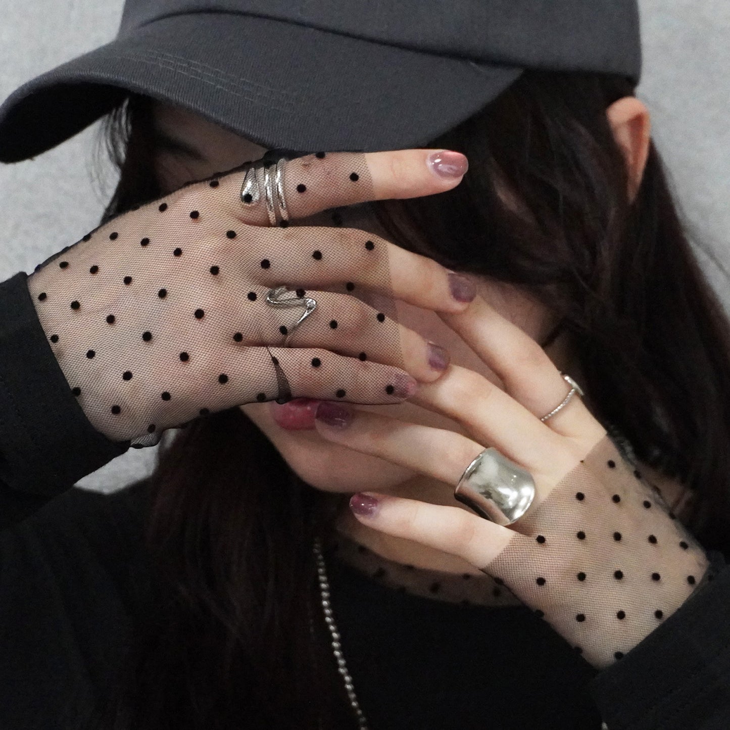 袖シアードット異素材プルオーバー