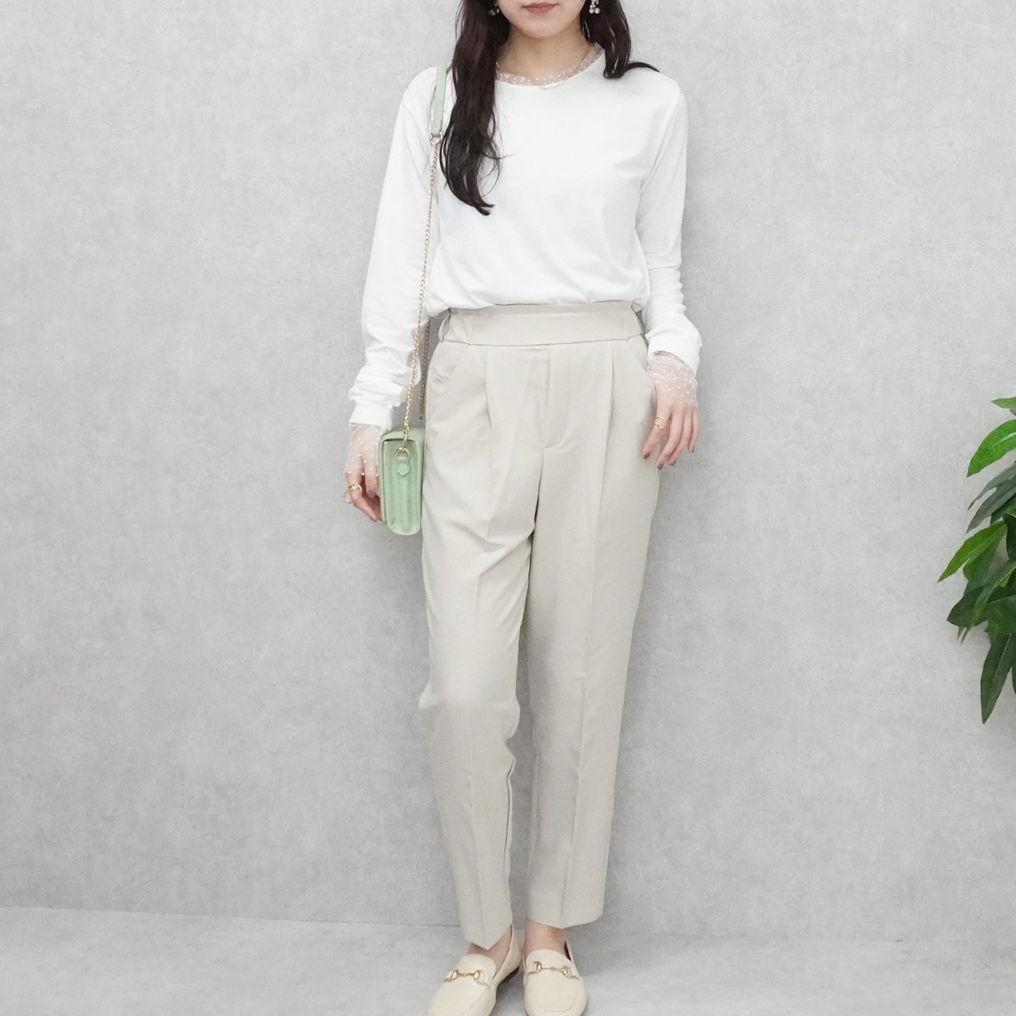 袖シアードット異素材プルオーバー