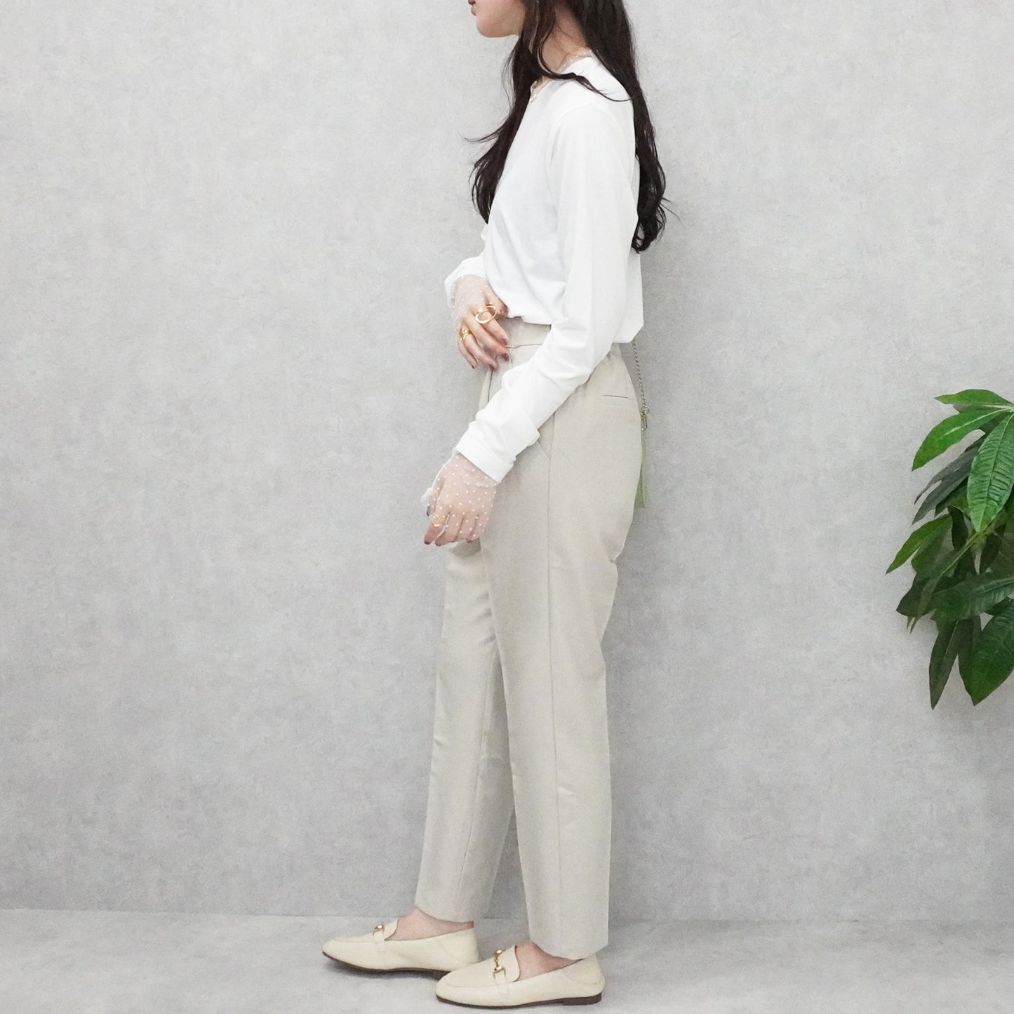 袖シアードット異素材プルオーバー