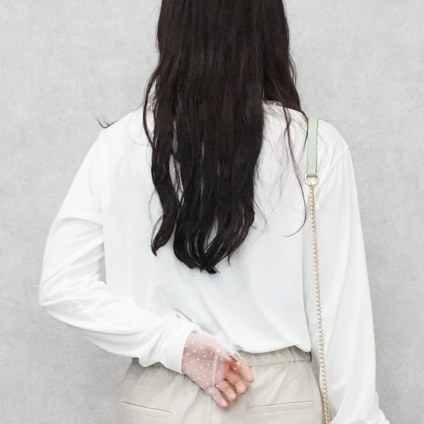 袖シアードット異素材プルオーバー