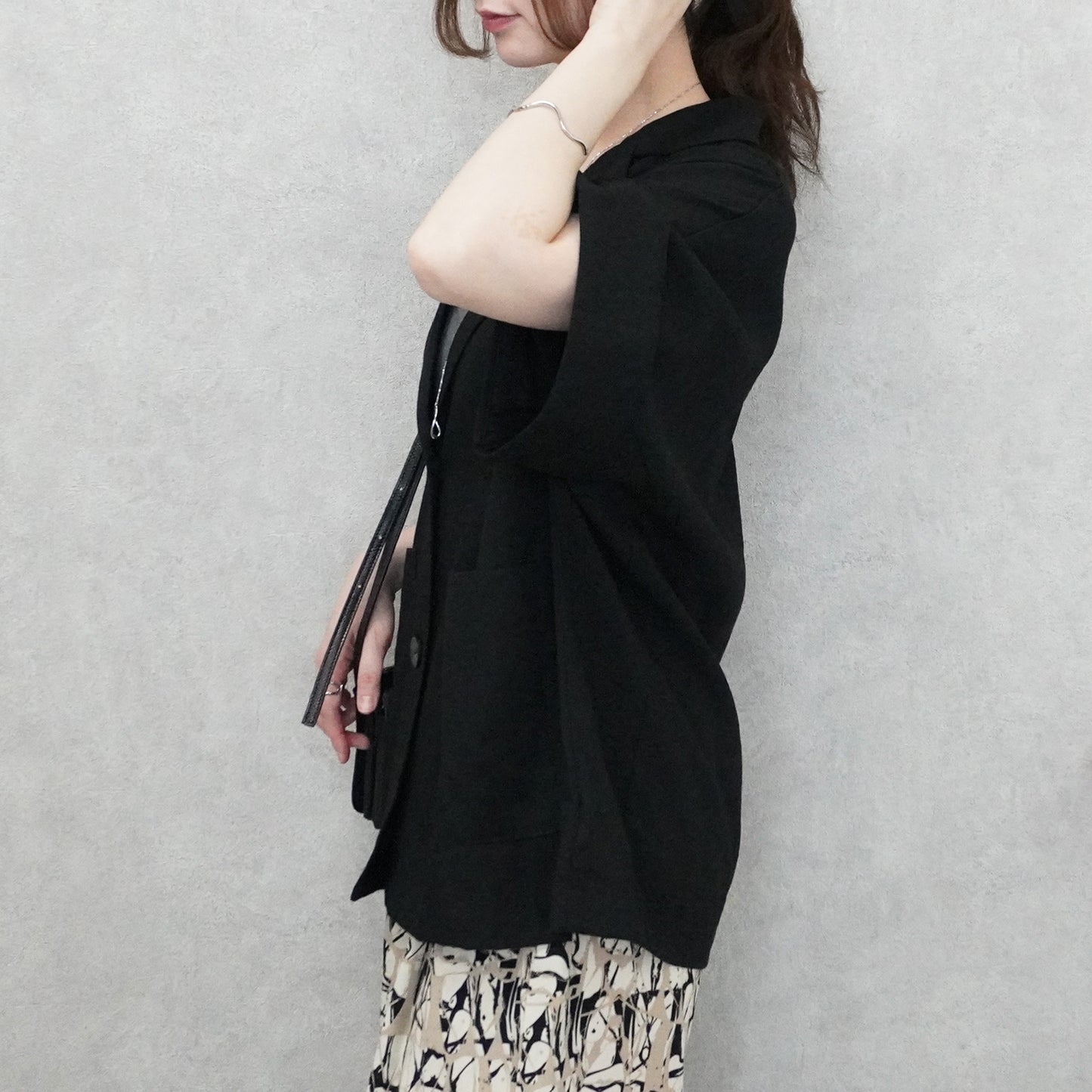 麻タッチテーラードジャケット