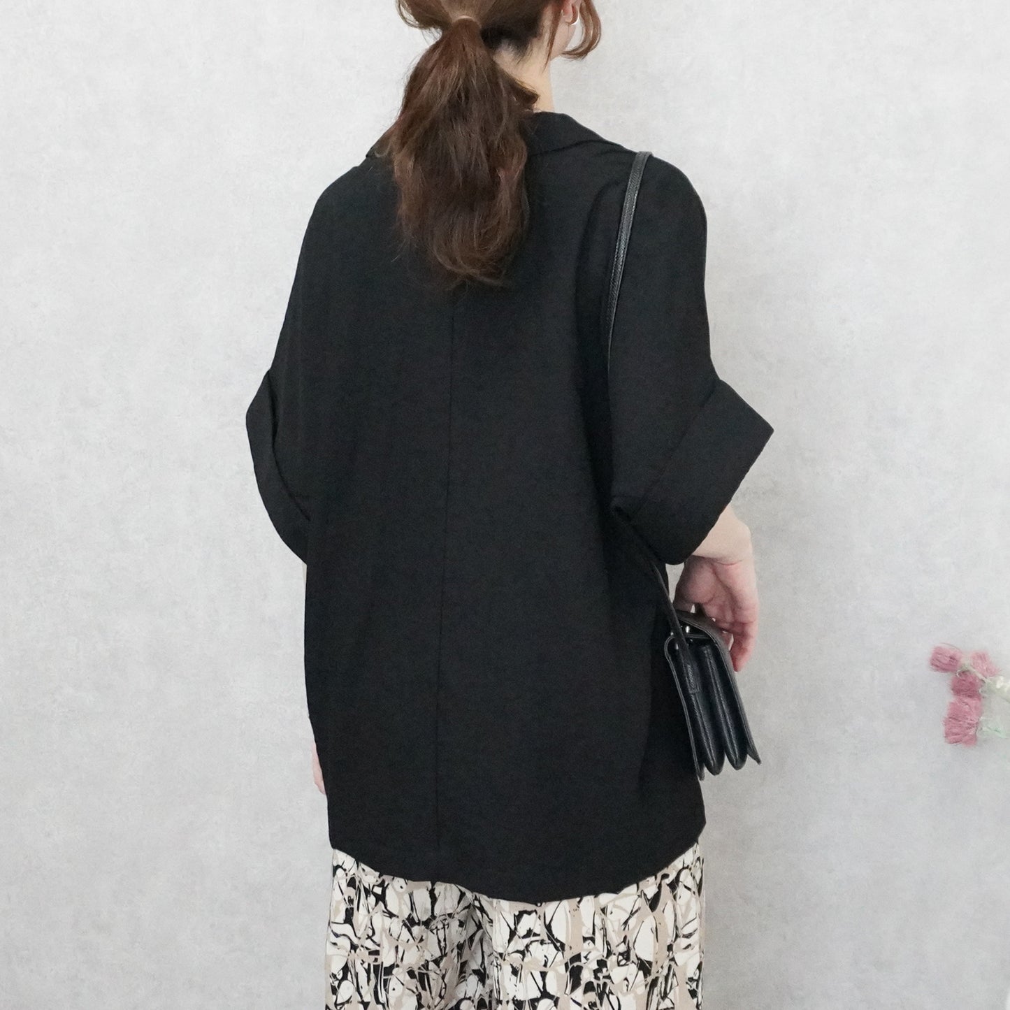 麻タッチテーラードジャケット