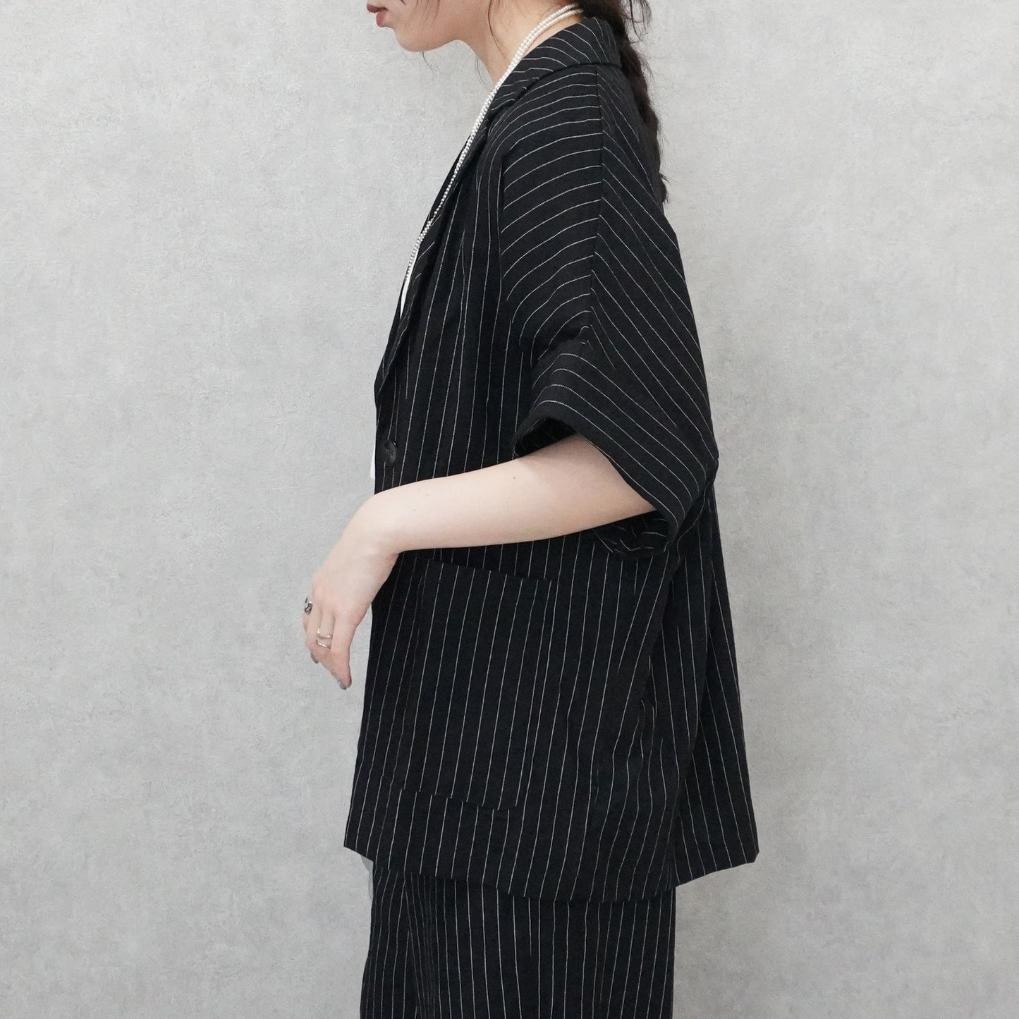 麻タッチテーラードジャケット