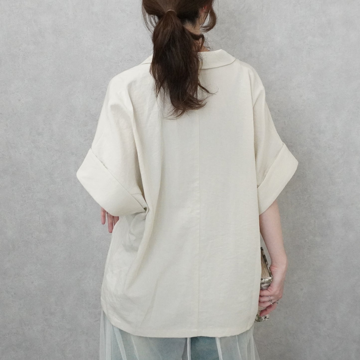 麻タッチテーラードジャケット