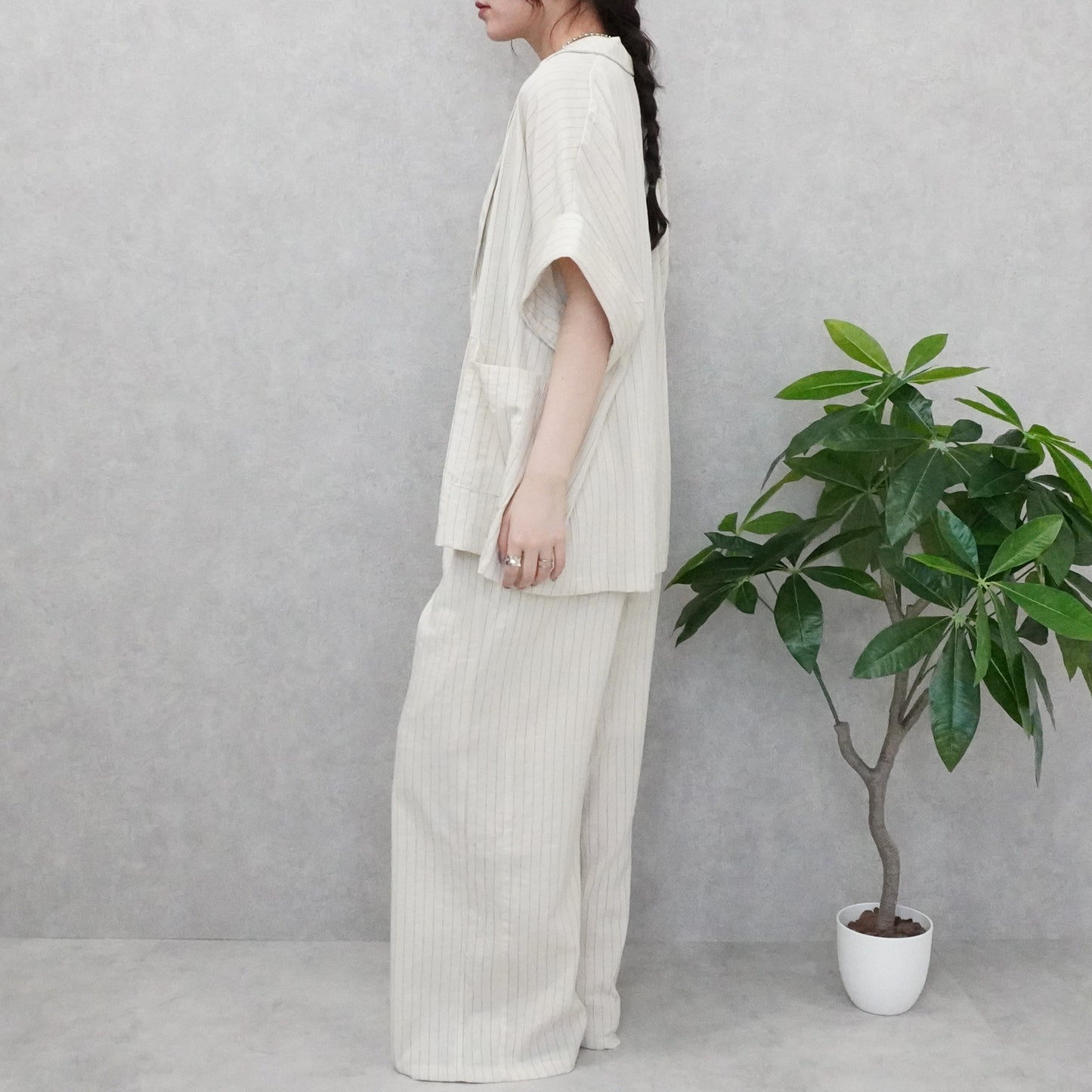 麻タッチテーラードジャケット