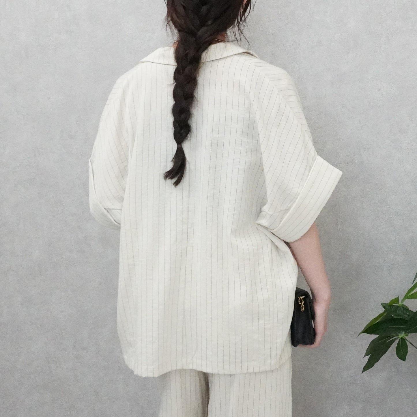 麻タッチテーラードジャケット