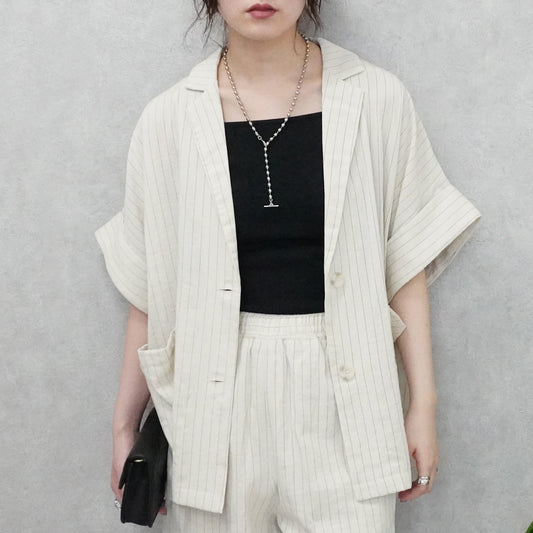 麻タッチテーラードジャケット