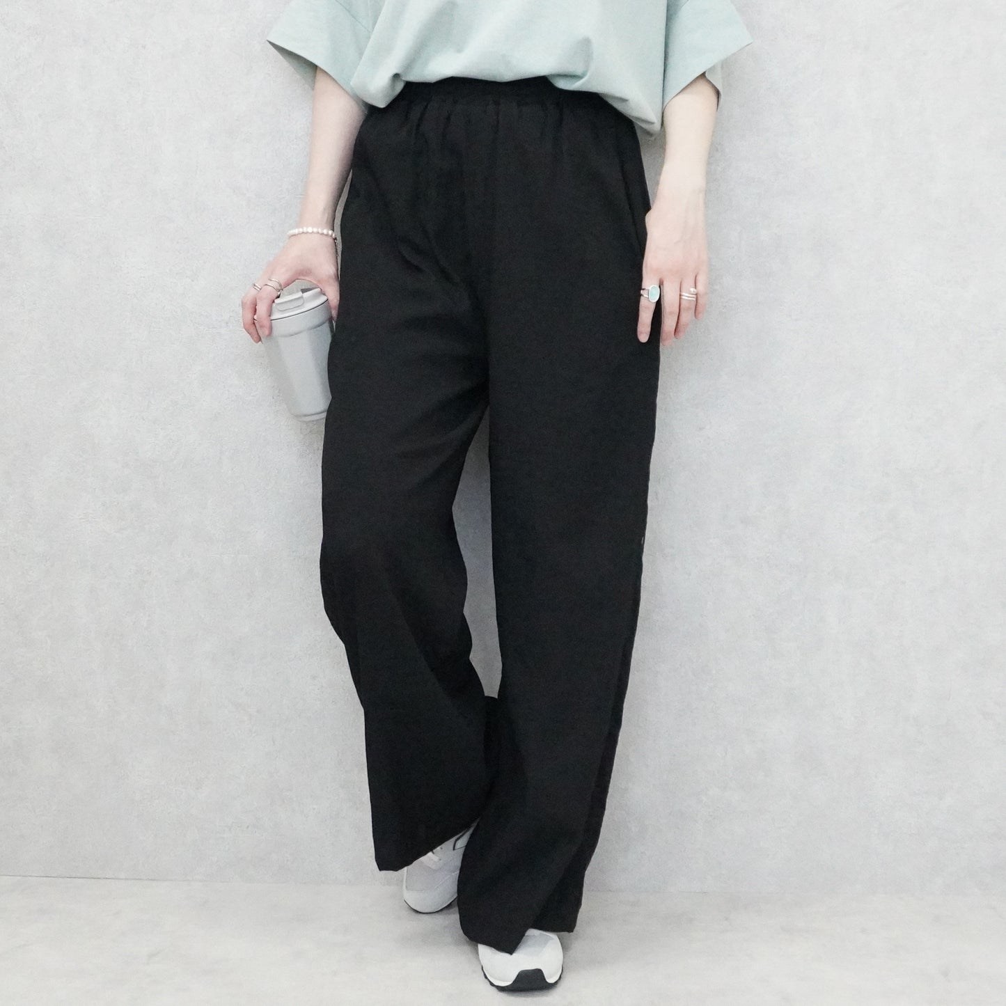 麻タッチワイドパンツ
