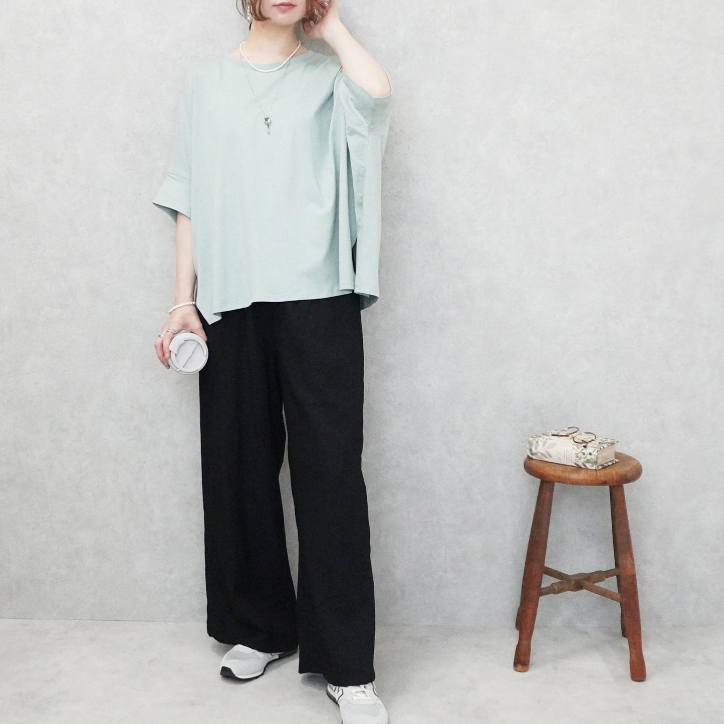 麻タッチワイドパンツ