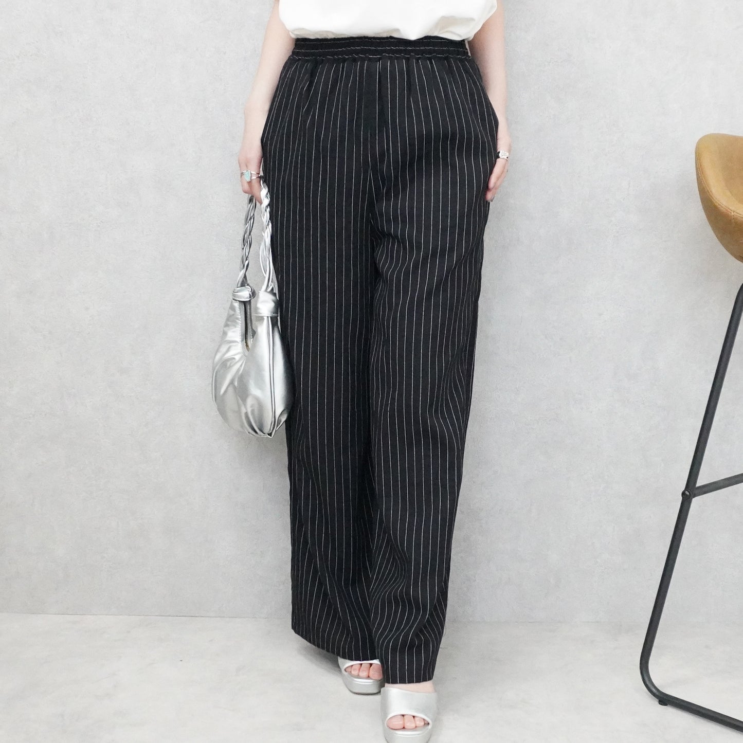 麻タッチワイドパンツ