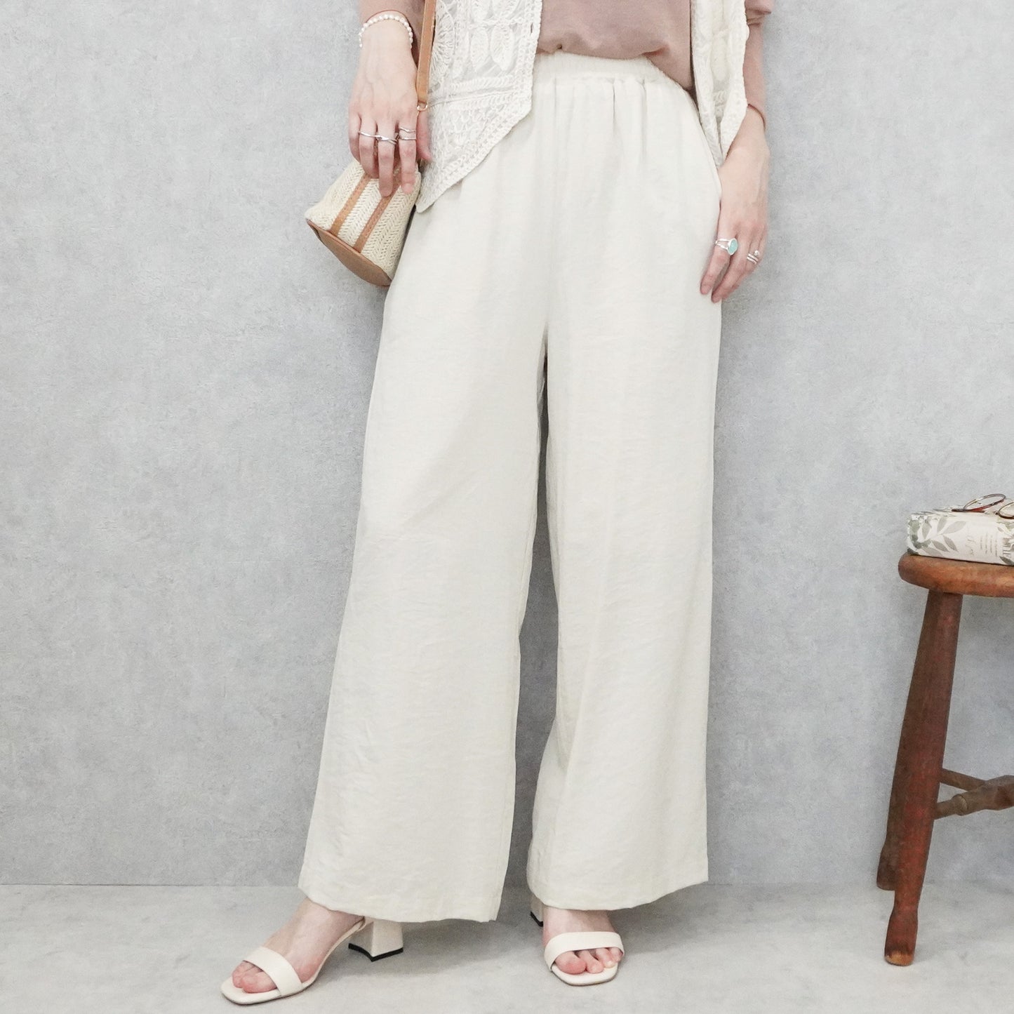 麻タッチワイドパンツ