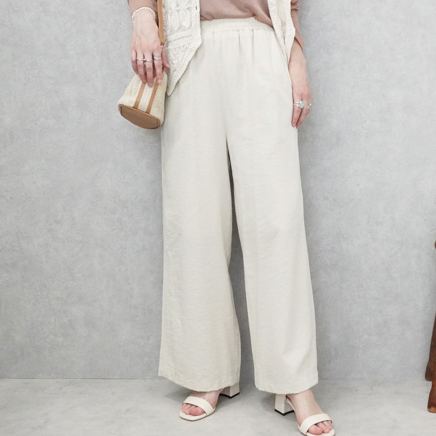 麻タッチワイドパンツ