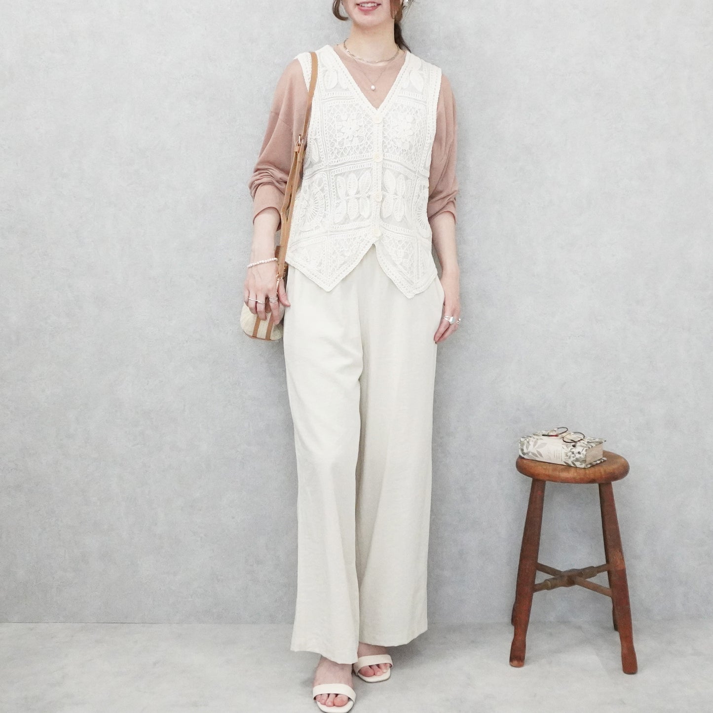 麻タッチワイドパンツ