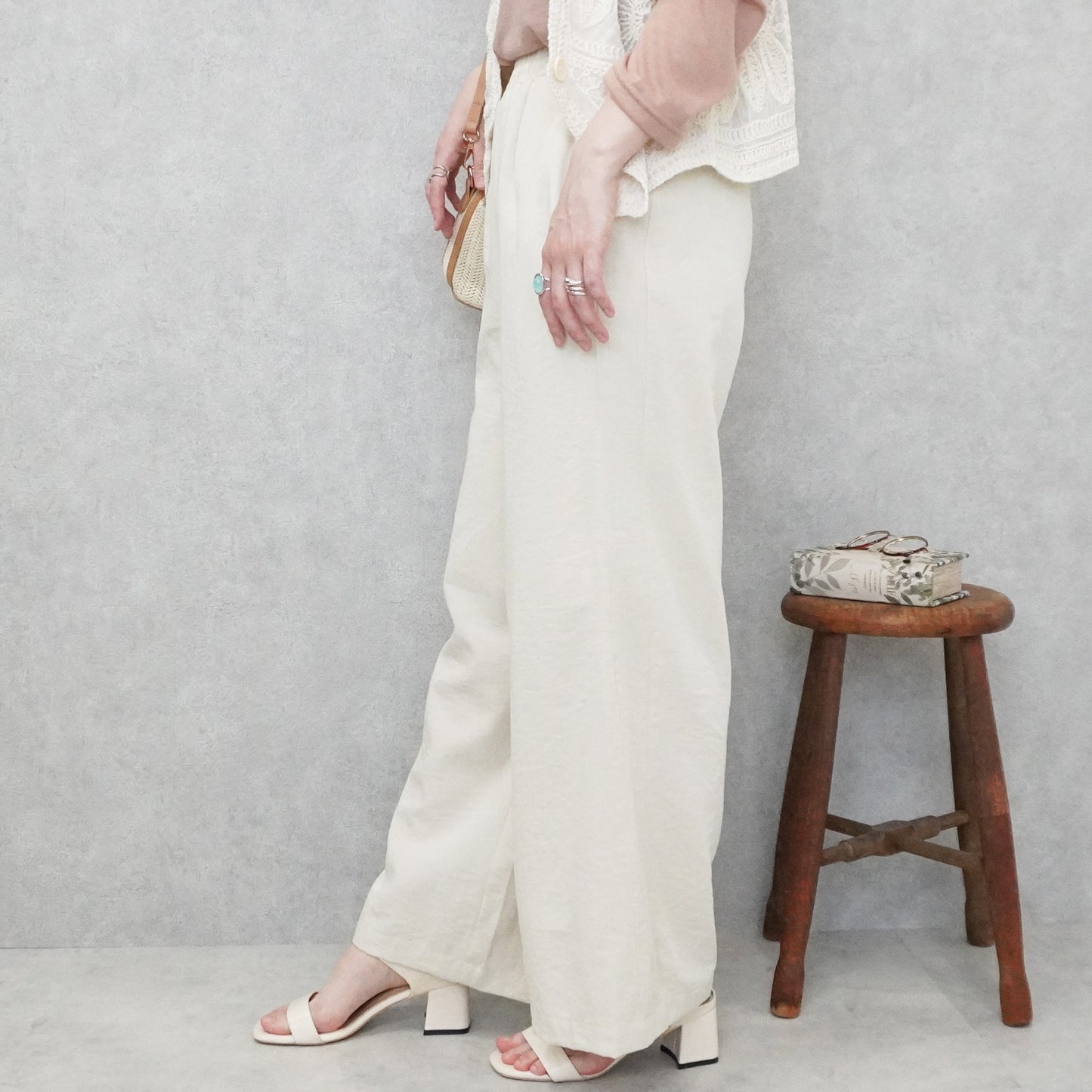 麻タッチワイドパンツ