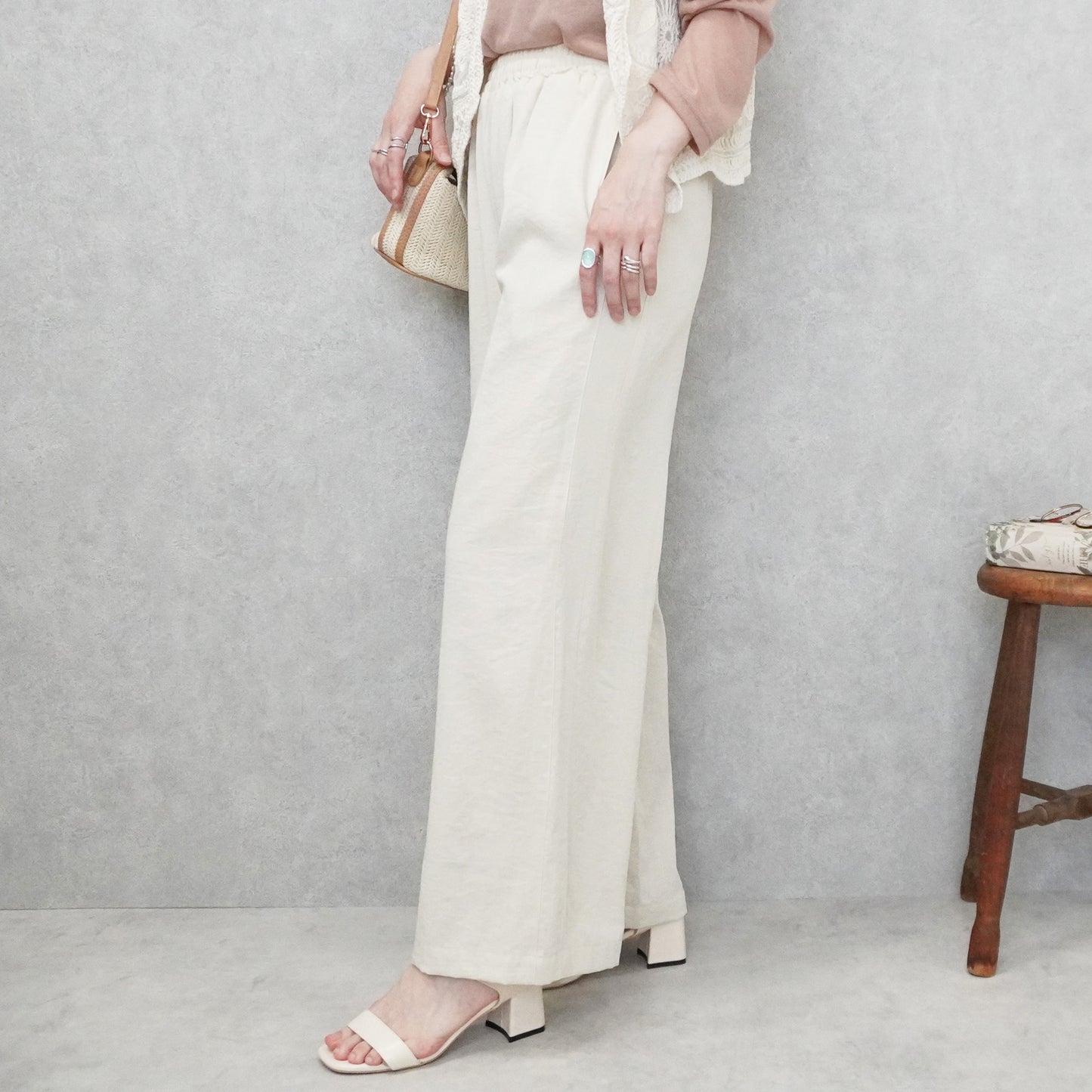 麻タッチワイドパンツ