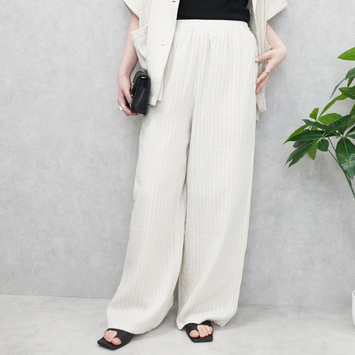 麻タッチワイドパンツ