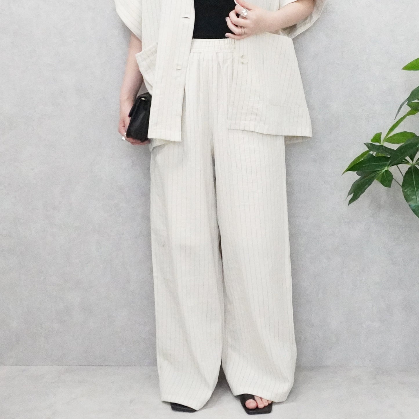 麻タッチワイドパンツ