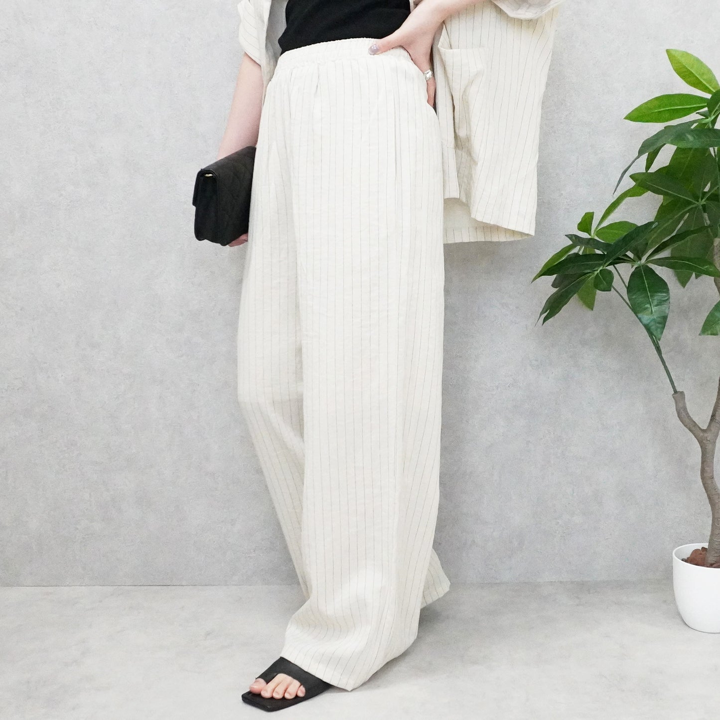 麻タッチワイドパンツ