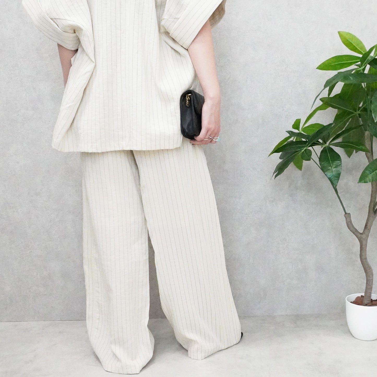 麻タッチワイドパンツ