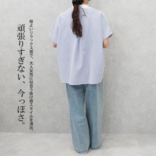 ぽこぽこシアーサッカーブラウス