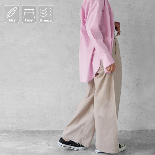 シャンブレーイージーワイドパンツ