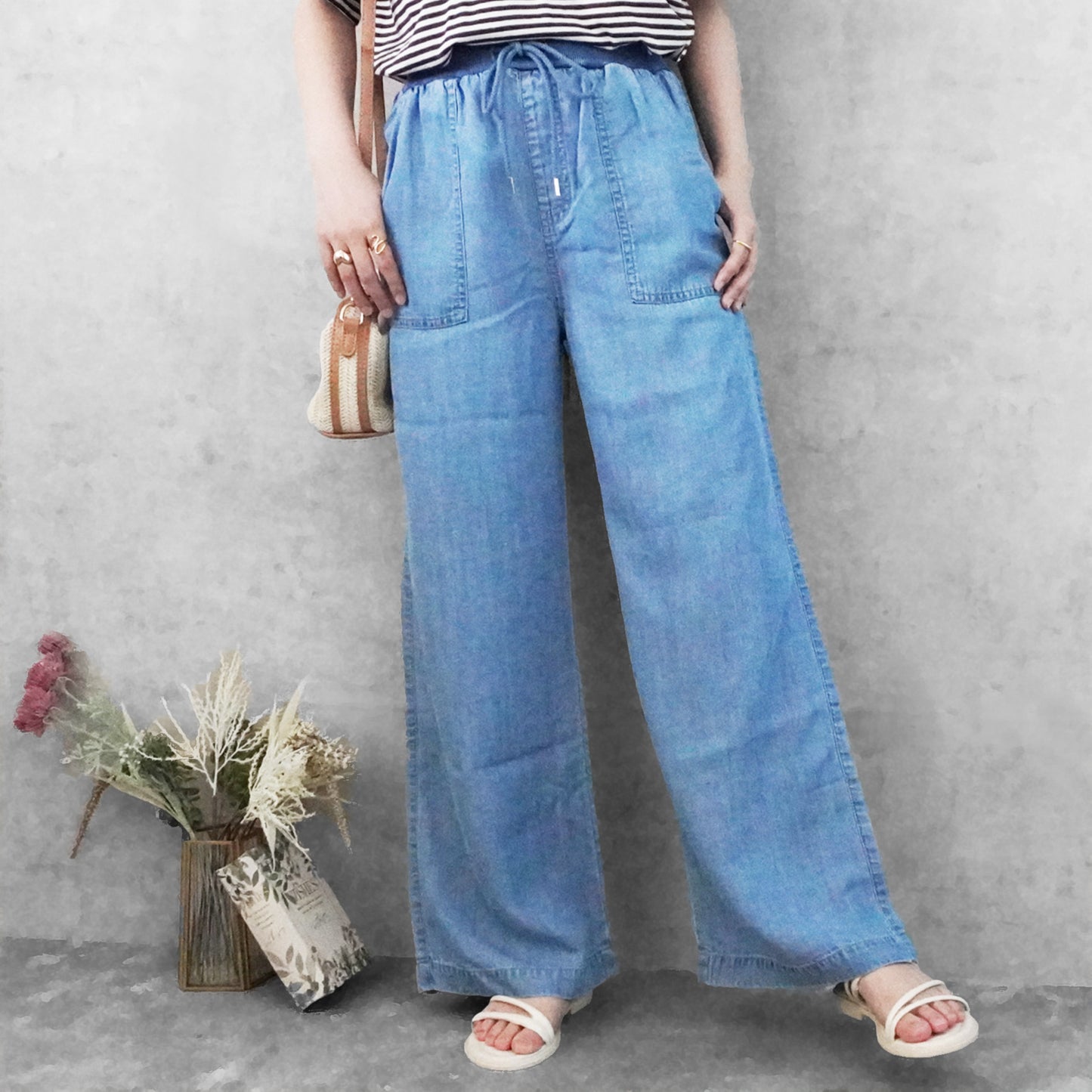 ウエストリブベイカーワイドパンツ