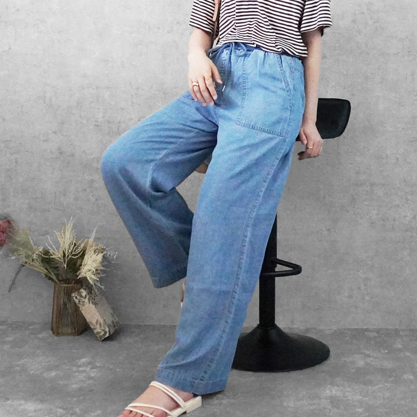 ウエストリブベイカーワイドパンツ