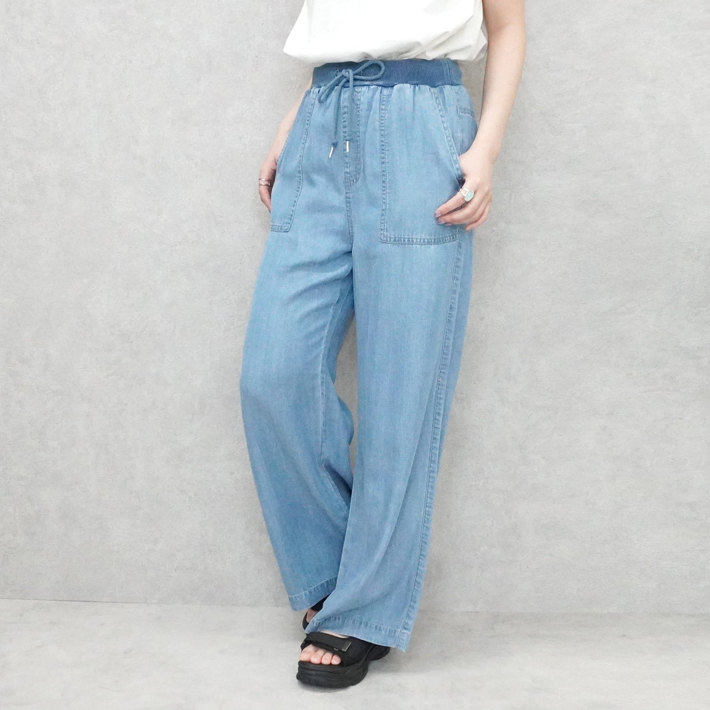 ウエストリブベイカーワイドパンツ