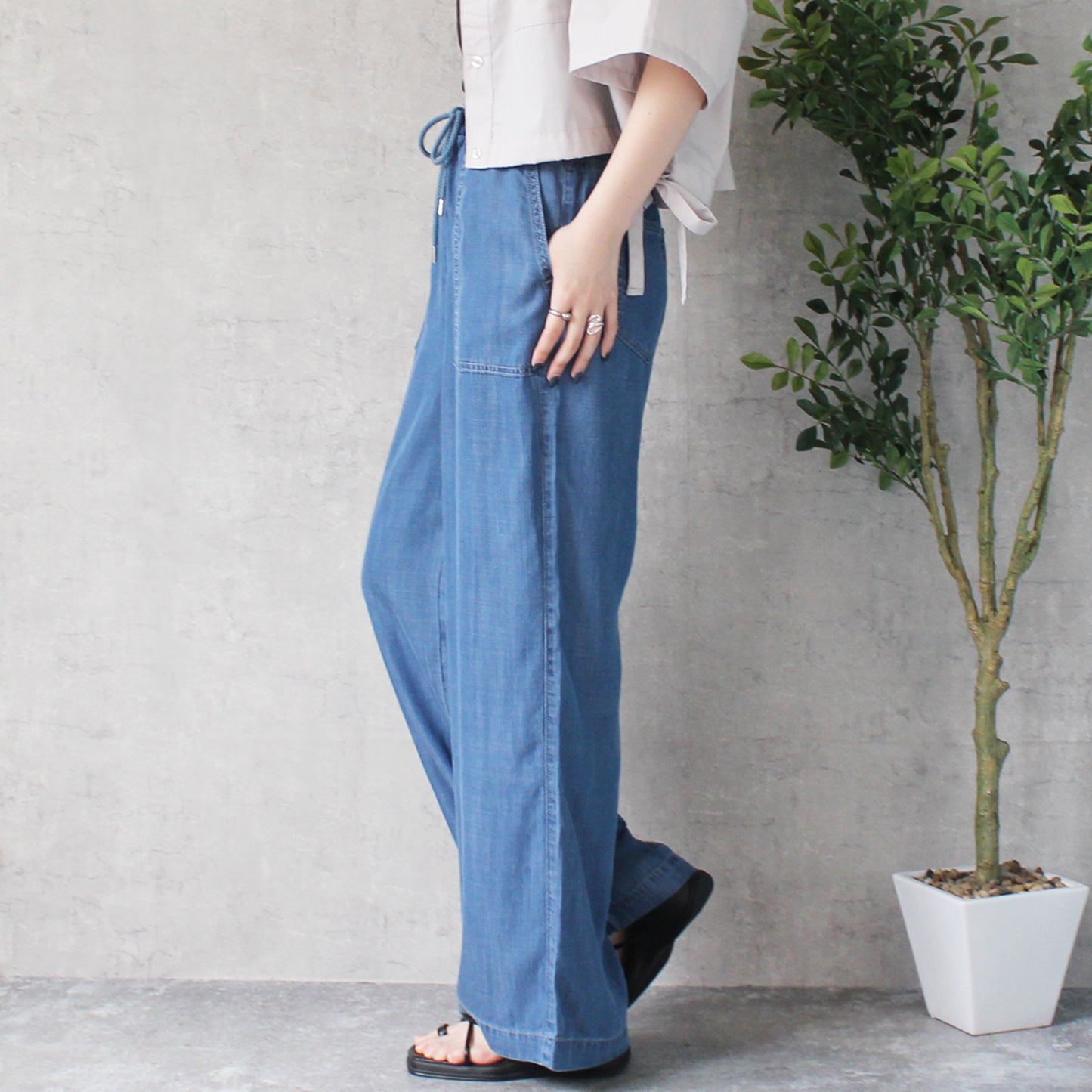 ウエストリブベイカーワイドパンツ