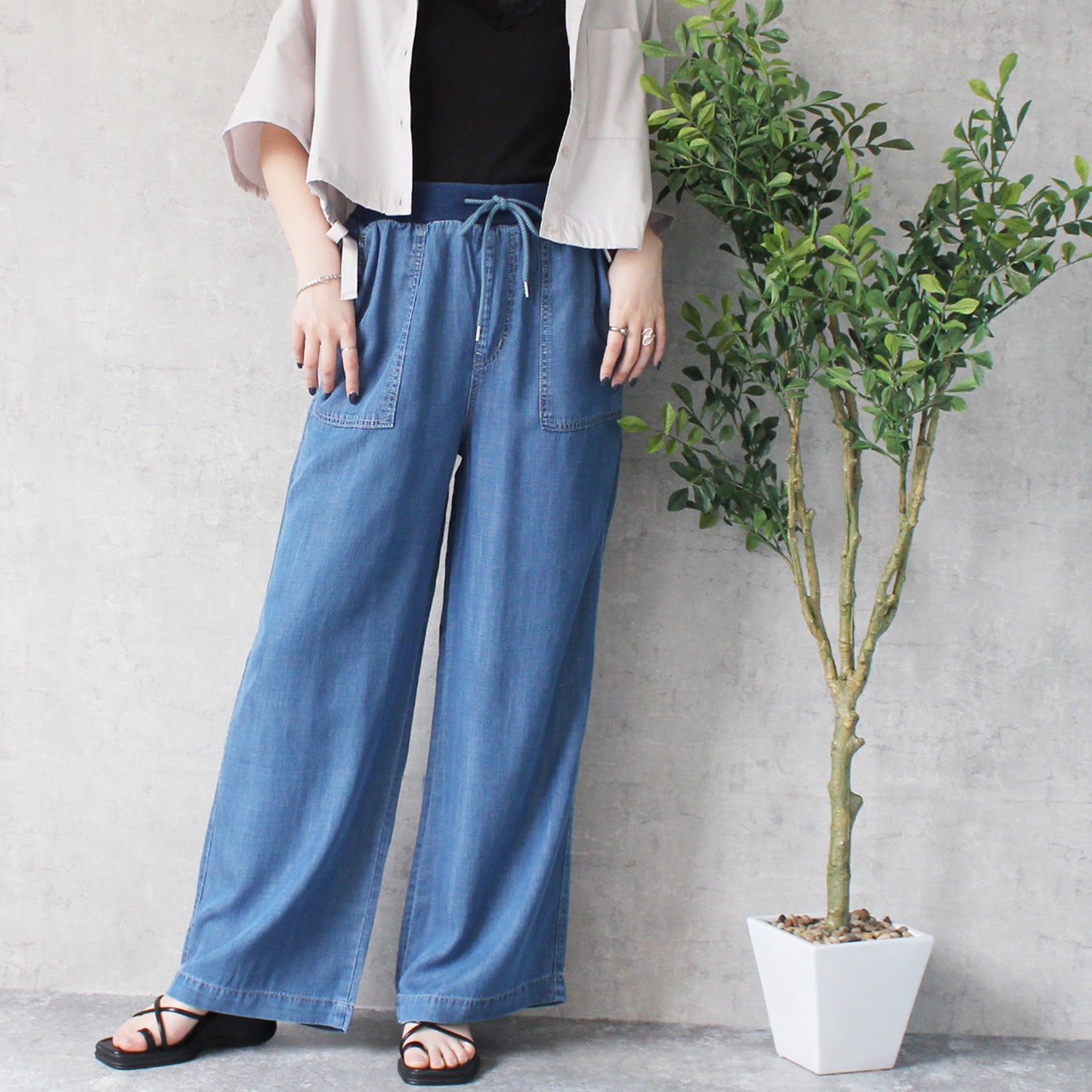 ウエストリブベイカーワイドパンツ