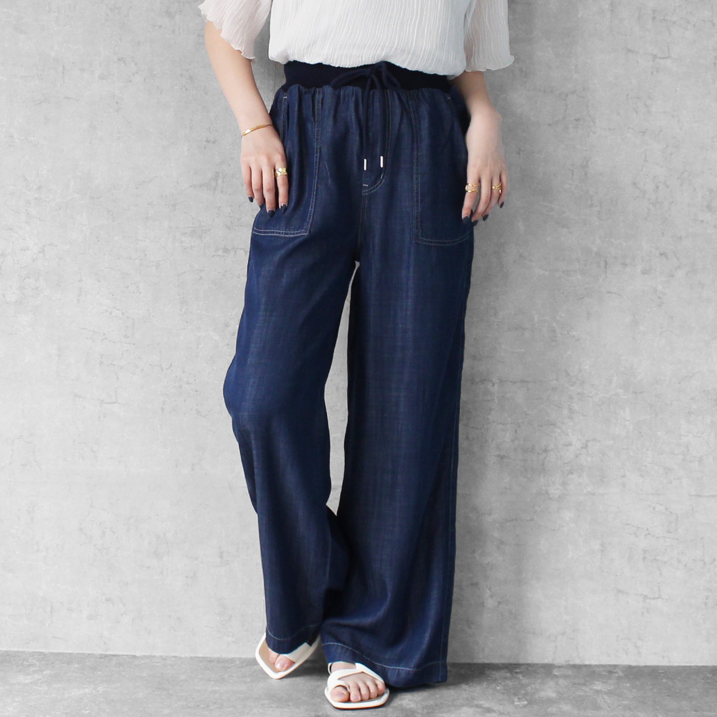 ウエストリブベイカーワイドパンツ