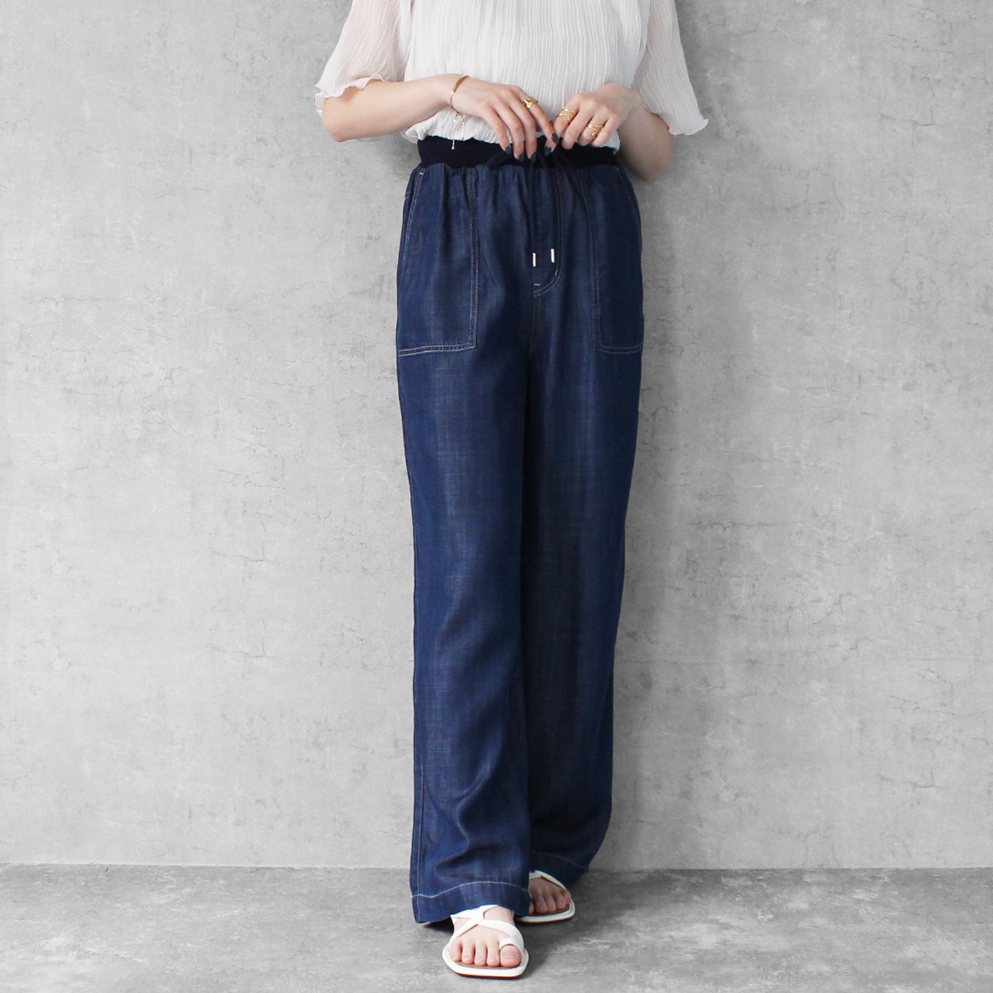 ウエストリブベイカーワイドパンツ