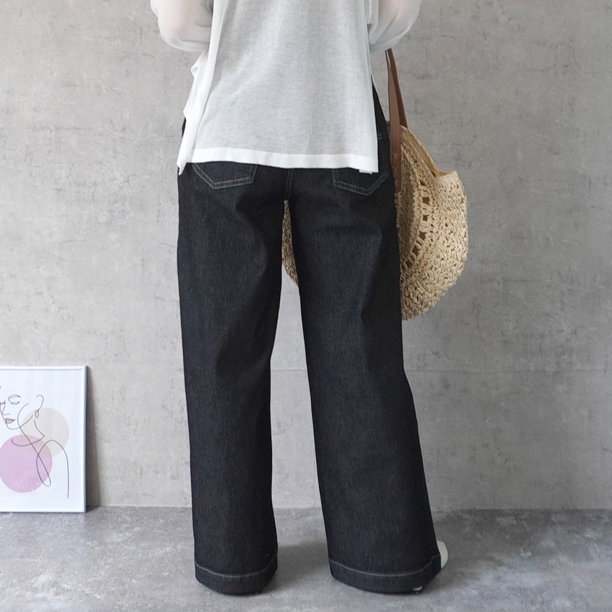 AIRジョグデニムウエストリブワイドパンツ【予約】