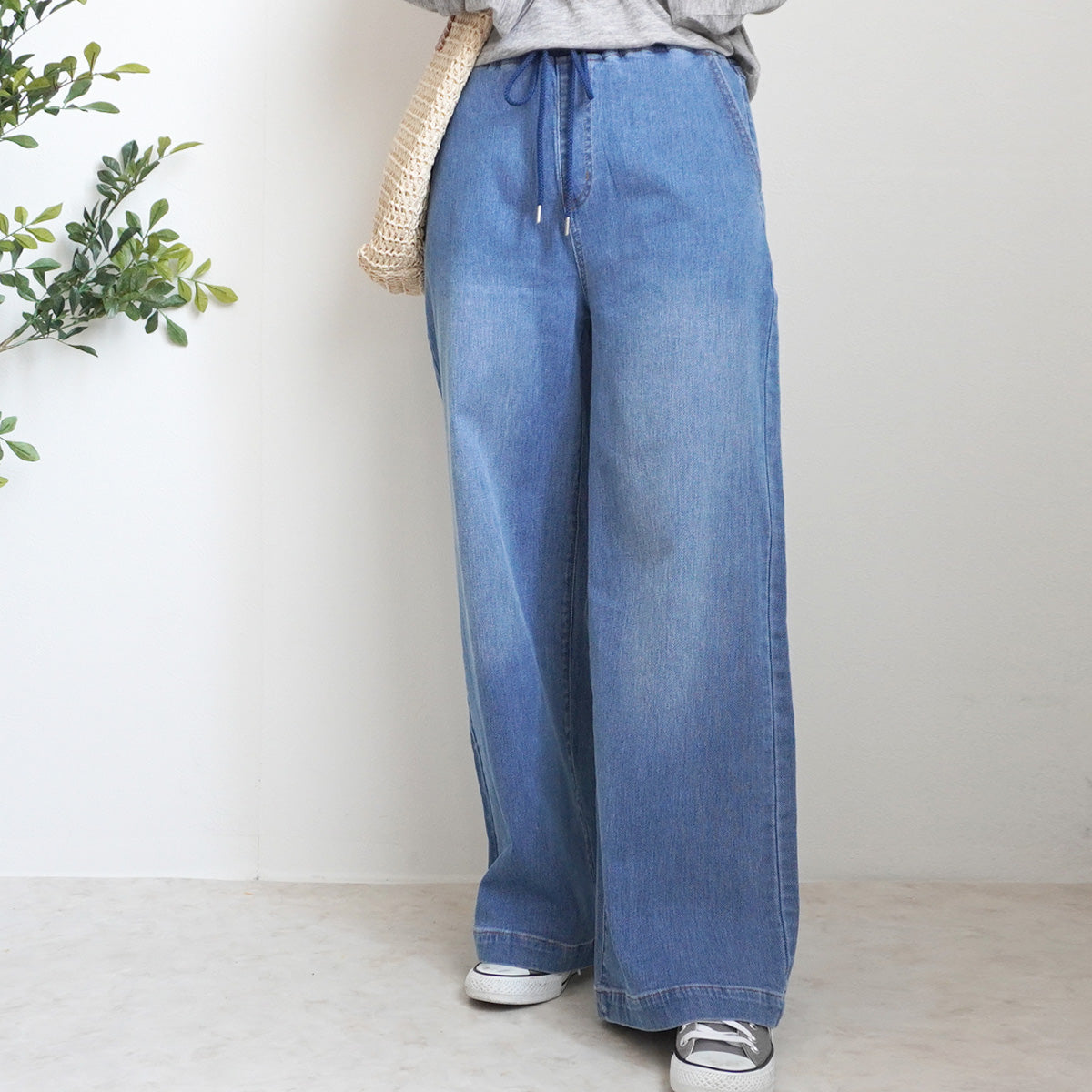 AIRジョグデニムウエストリブワイドパンツ【予約】