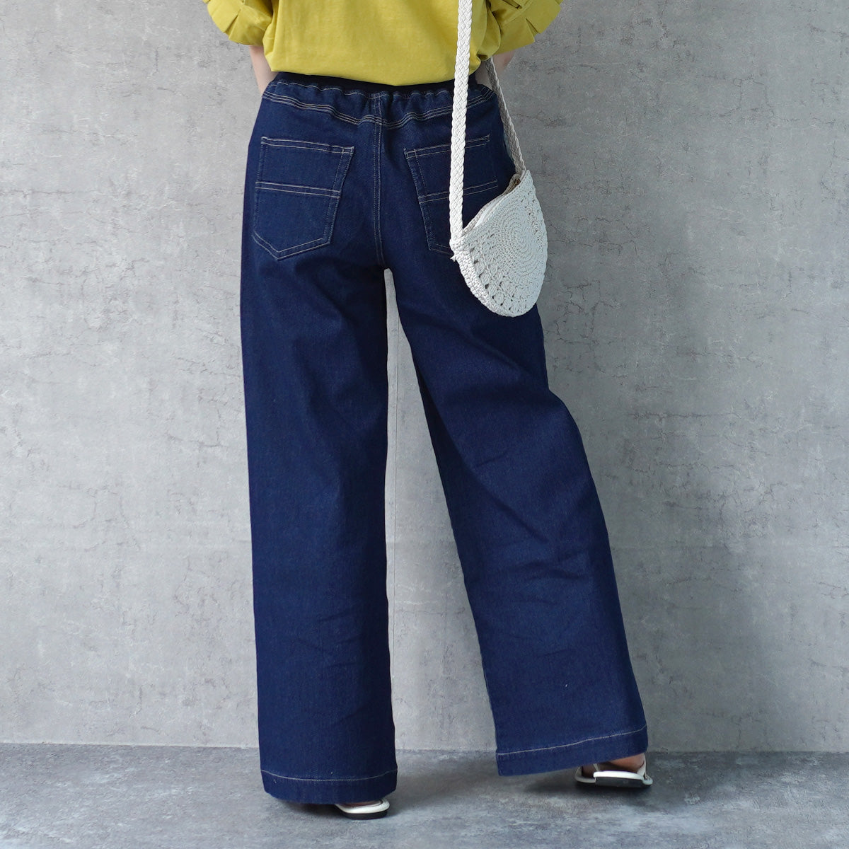 AIRジョグデニムウエストリブワイドパンツ【予約】