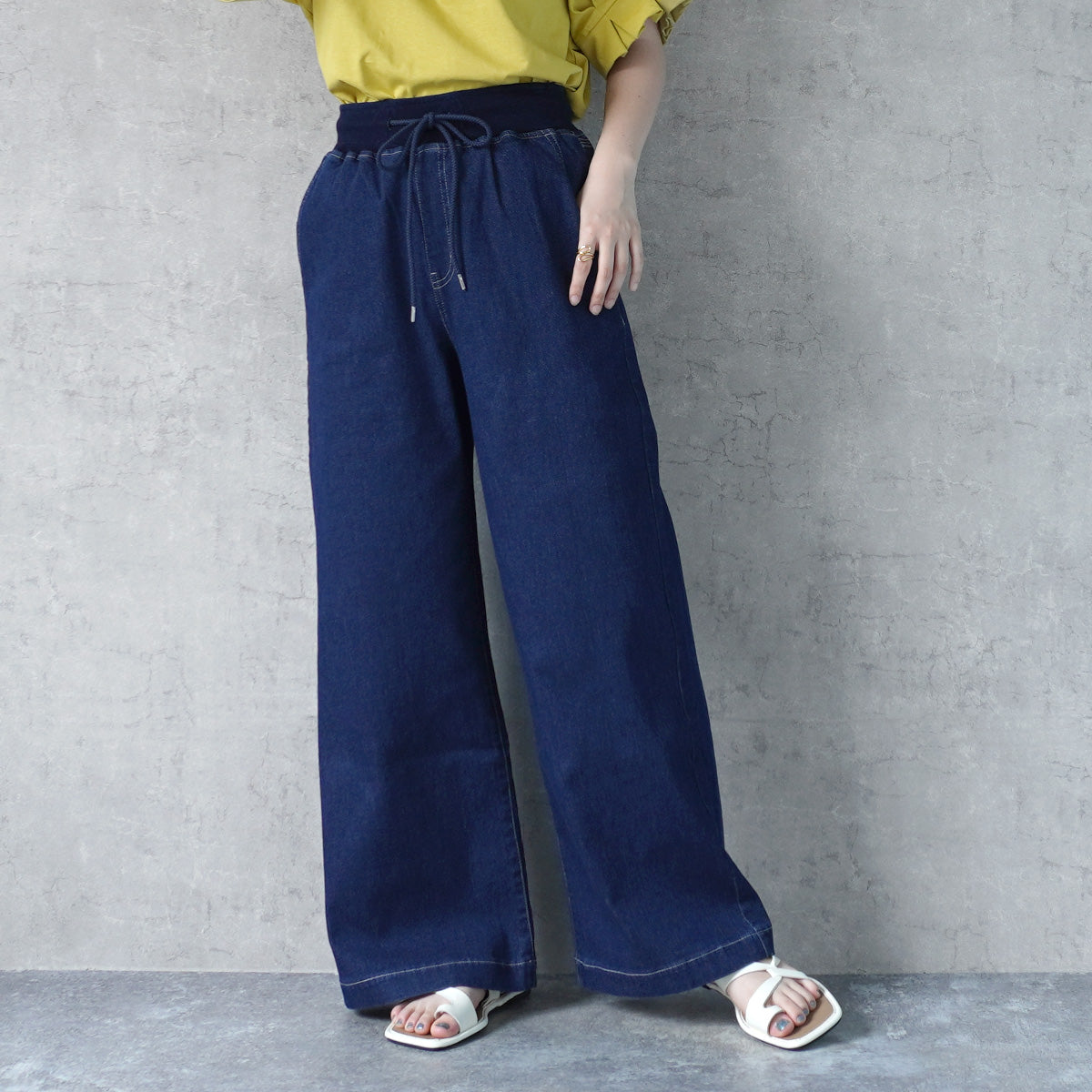 AIRジョグデニムウエストリブワイドパンツ【予約】